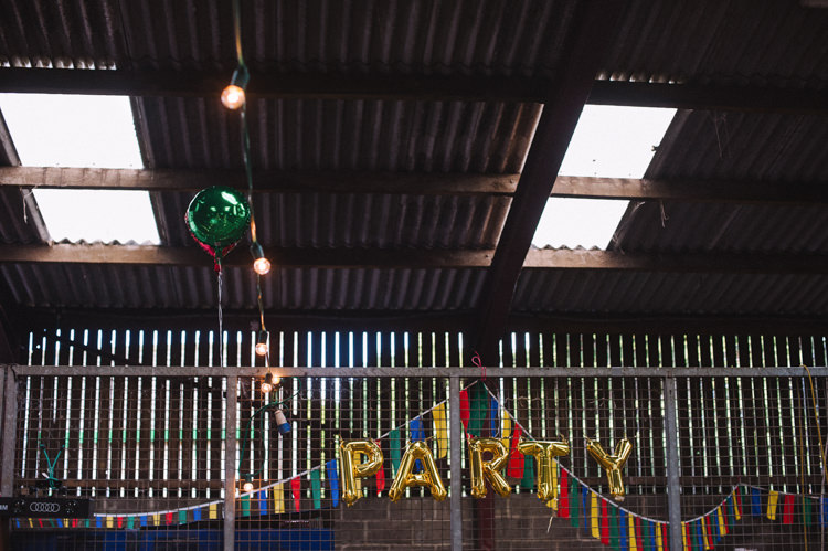 Balloons Bunting Artistic Creative Colourful Farm Wedding http://www.mustardyellowphotography.com/