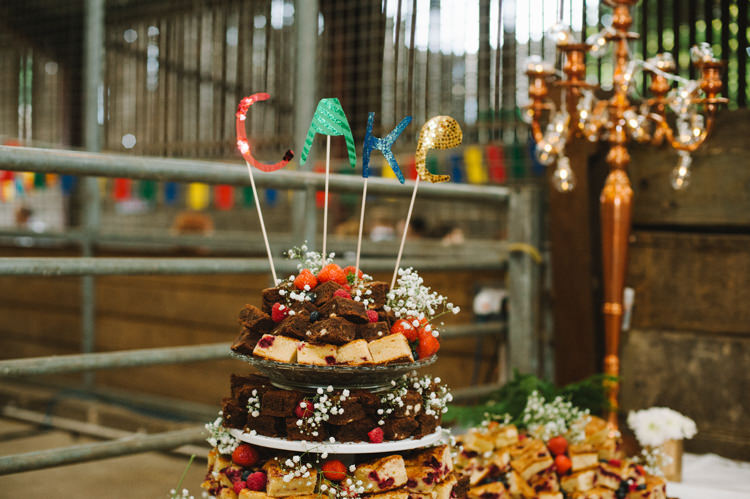 Brownies Cake Artistic Creative Colourful Farm Wedding http://www.mustardyellowphotography.com/