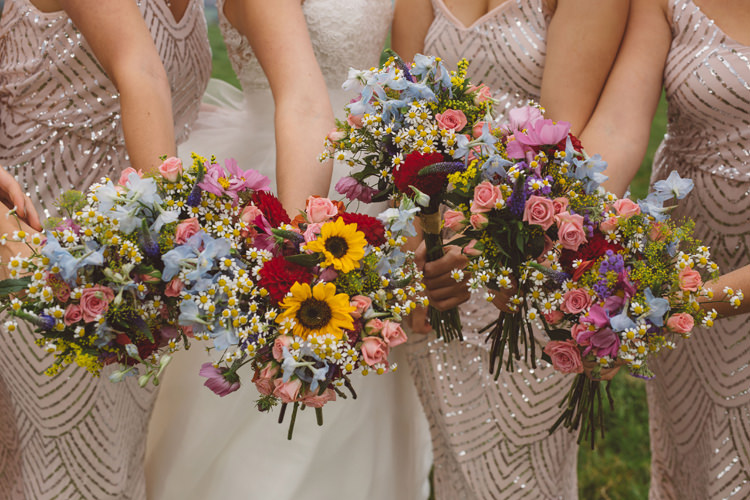 Bouquets Flowers Bride Bridal Bridesmaids Colourful Home Made Garden Wedding http://www.maytreephotography.co.uk/