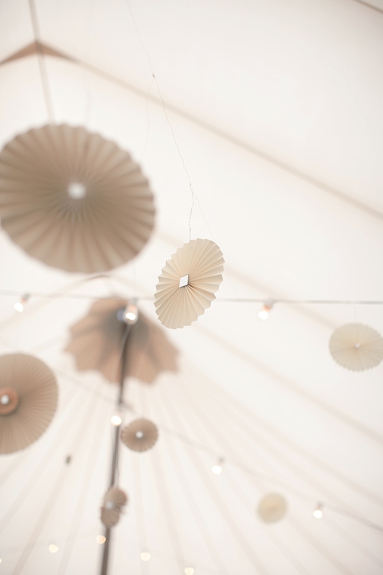 Reception Marquee Hanging Décor Lanterns Fairy Lights Gold & Peach Riverside Garden Wedding http://kellyhornberger.com/