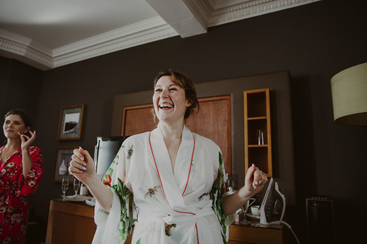 Bridesmaid Dressing Gown Floral Bee Romantic Stylish Relaxed Sea Wedding http://www.oxiphotography.co.uk/