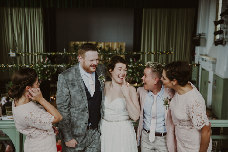 Pink Bridesmaids Bridesman Outfits Dresses Suit Romantic Stylish Relaxed Sea Wedding http://www.oxiphotography.co.uk/