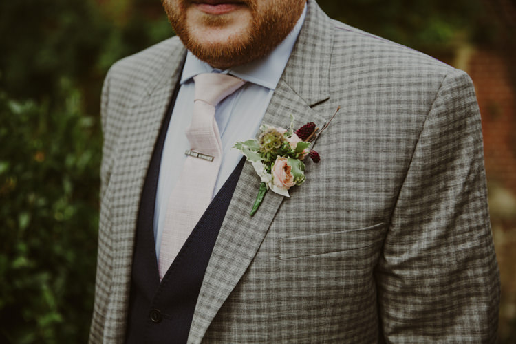 Check Suit Groom Punk Tie Pin Buttonhole Romantic Stylish Relaxed Sea Wedding http://www.oxiphotography.co.uk/