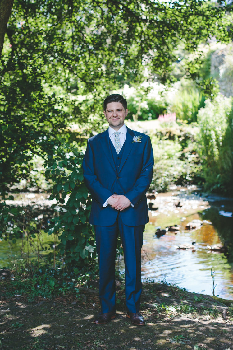 Blue Suit Floral Tie Groom Home Made Vintage Pale Blue Wedding http://www.elliegracephotography.co.uk/