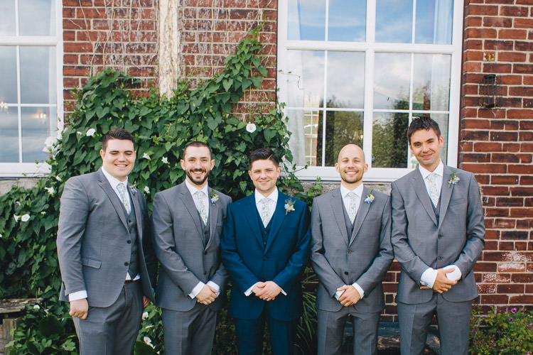 Blue Suit Groom Grey Groomsmen Home Made Vintage Pale Blue Wedding http://www.elliegracephotography.co.uk/