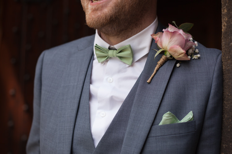 Bow Tie Groom Rose Buttonhole Pastel Marquee Garden Party Wedding https://www.deliciousphotography.co.uk/