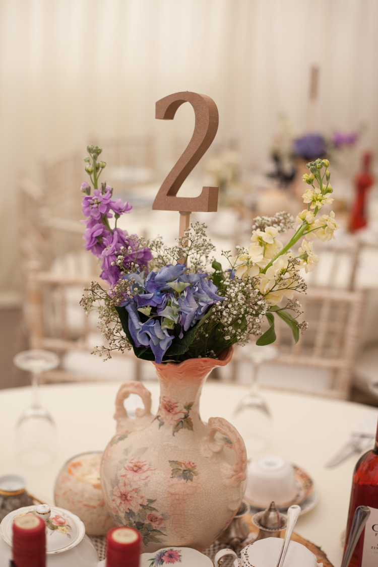 Vintage Jug Flowers Table Number Centrepiece Pastel Marquee Garden Party Wedding https://www.deliciousphotography.co.uk/