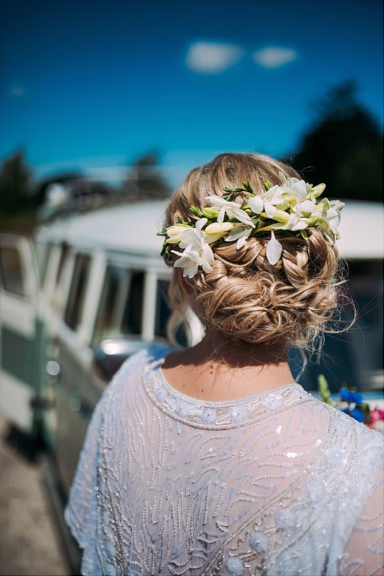 Hair Bride Bridal Flowers Up Do Style Colourful Cool Hand Made Wedding http://www.jonnybarratt.com/