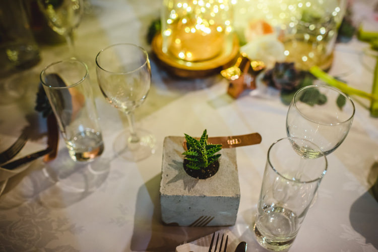 Concrete Planter Succulent Favours Magical Fun Outdoor Barn Wedding http://www.sophieduckworthphotography.com/