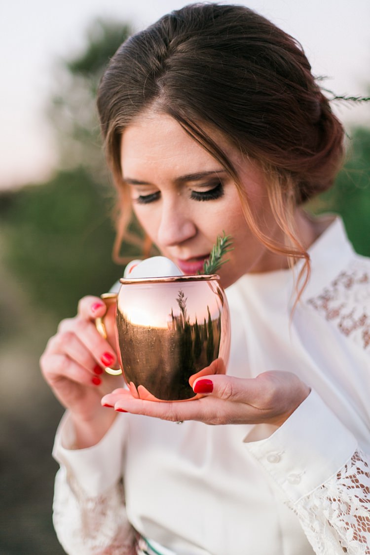 Hot Chocolate Bride Bridal Christmas Tree Farm Wedding Ideas http://loriblythe.com/ 