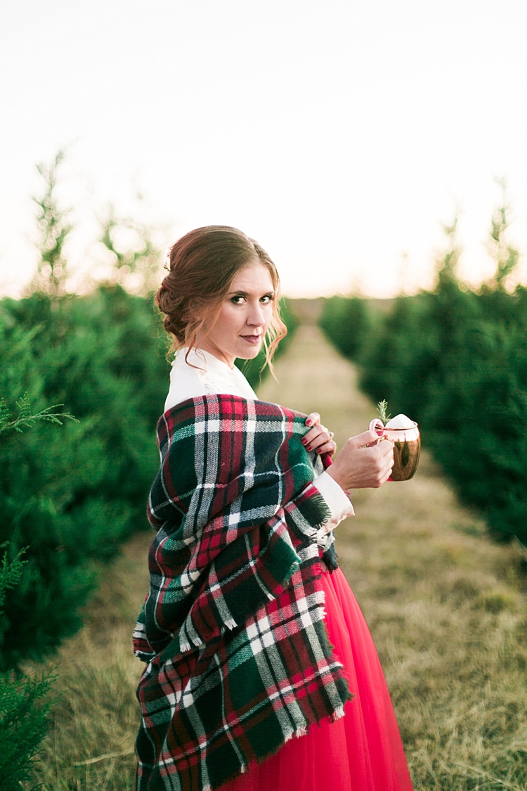 Tartan Blanket Bride Christmas Tree Farm Wedding Ideas http://loriblythe.com/ 