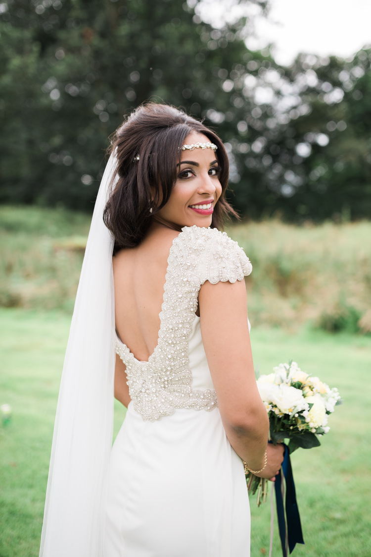 Bride Bridal Dress Gown Embellished Beaded Cap Sleeves Veil Forehead Band Camping Festival Rave Tipi Wedding http://petalandblushartistry.co.uk/