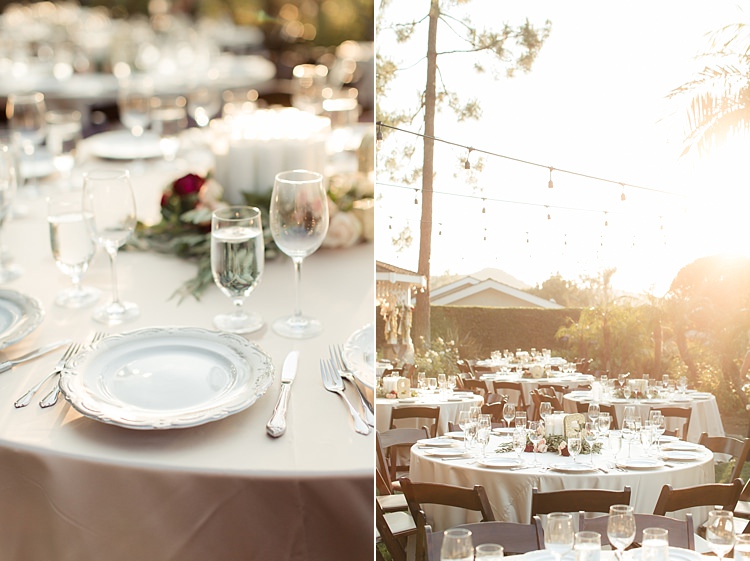 Outdoor Reception Table Settings Fairy Lights Fresh Florals Luxe Outdoor Garden Wedding in California http://figlewiczphotography.com/