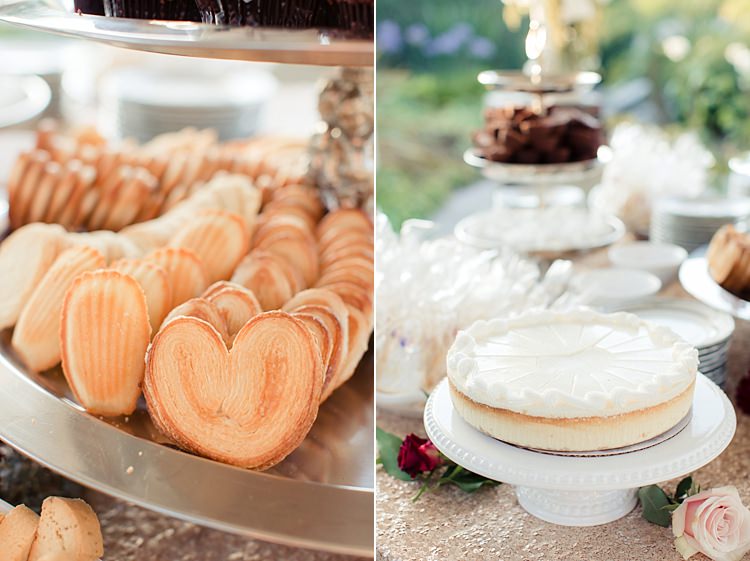 Outdoor Reception Dessert Table Sweet Treats Pink Red Roses Luxe Outdoor Garden Wedding in California http://figlewiczphotography.com/