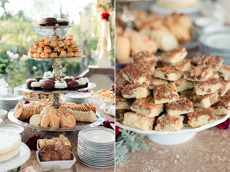 Outdoor Reception Dessert Table Tall Cake Stand Sweet Treats Cupcakes Biscuits Slices Luxe Outdoor Garden Wedding in California http://figlewiczphotography.com/