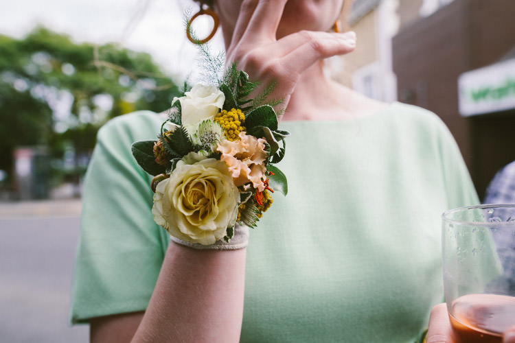 Wrist Corsage Bride Small Vintage City Wedding http://www.sarahlondonphotography.co.uk/