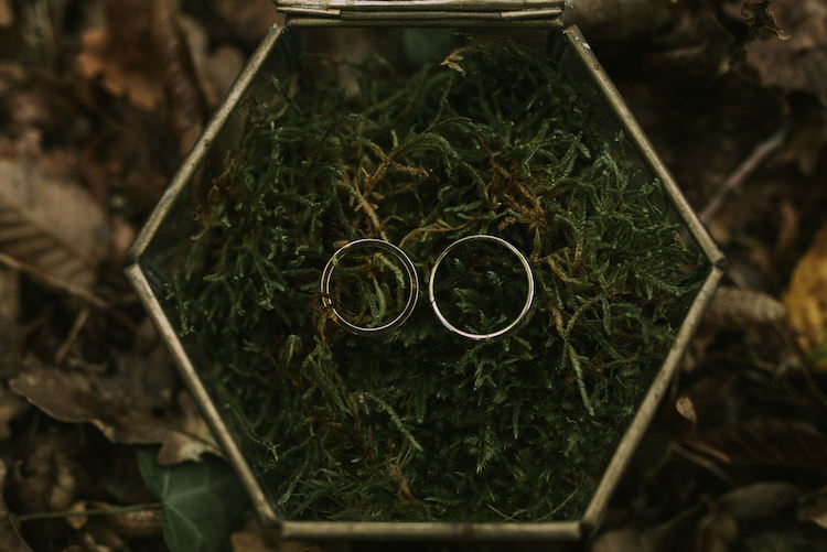 Wedding Rings Gold Box Greenery Organic Woodland Elopement Wedding Ideas http://www.miraalpajarito.es/