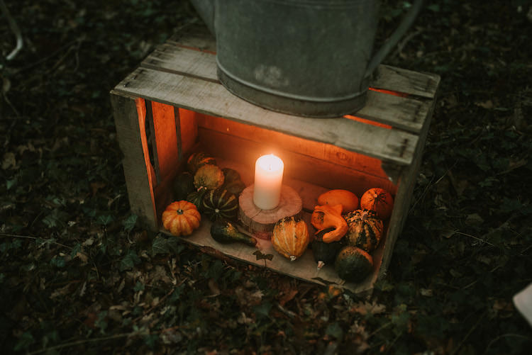 Wooden Crate Watering Can Pumpkins Candle Organic Woodland Elopement Wedding Ideas http://www.miraalpajarito.es/