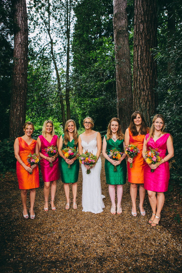 Orange Pink Green Shift Bridesmaid Dresses Colourful Outdoorsy Tipi Wedding http://amybphotography.co.uk/