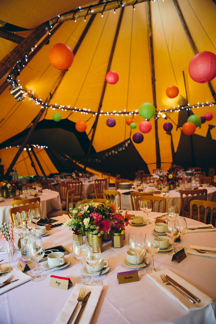 Lanterns Fairy Lights Colourful Outdoorsy Tipi Wedding http://amybphotography.co.uk/