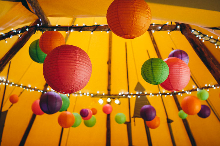 Lanterns Fairy Lights Colourful Outdoorsy Tipi Wedding http://amybphotography.co.uk/