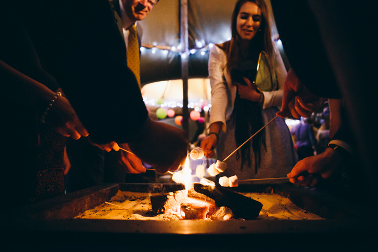 Firepit Marshmallows Colourful Outdoorsy Tipi Wedding http://amybphotography.co.uk/
