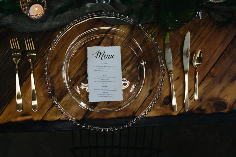 Rustic Industrial Warehouse Wedding Ideas http://www.timdunk.com/ Glass Plate Place Setting Rustic Industrial Warehouse Wedding Ideas http://www.timdunk.com/