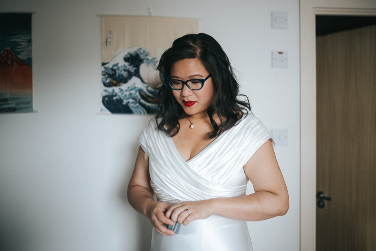 Glasses Bride Red Lipstick Make Up Intimate Urban Foodie Wedding http://www.beatriciphotography.co.uk/