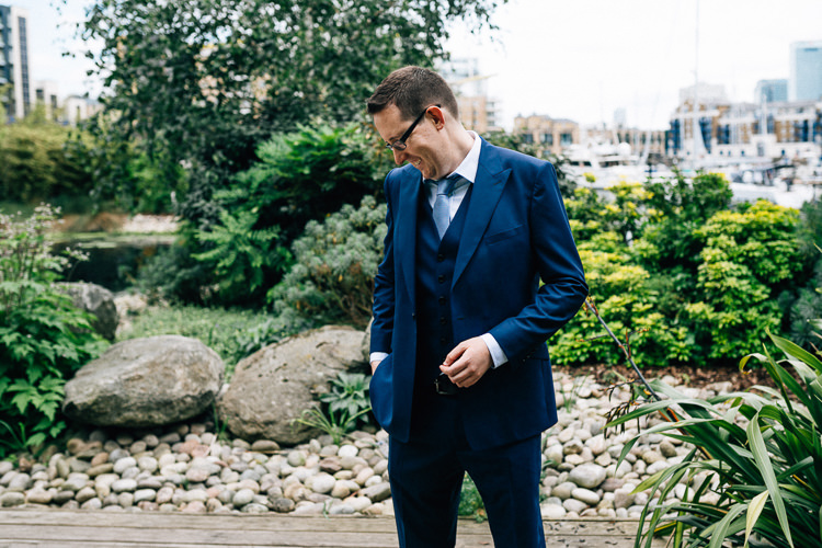 Blue Reiss Suit Groom Intimate Urban Foodie Wedding http://www.beatriciphotography.co.uk/