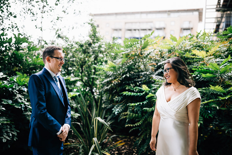 First Look Bride Groom Intimate Urban Foodie Wedding http://www.beatriciphotography.co.uk/