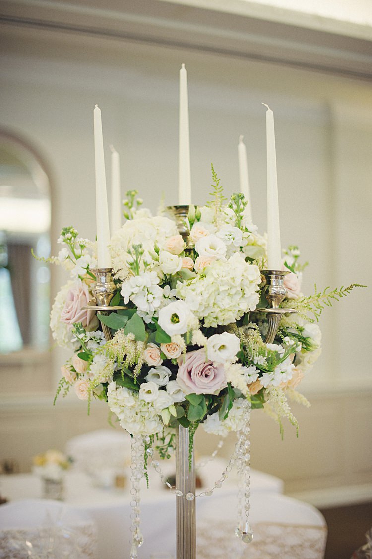 Candelabra Flowers White Pink Green Natural Peach Garden Wedding http://www.juliaandyou.co.uk/