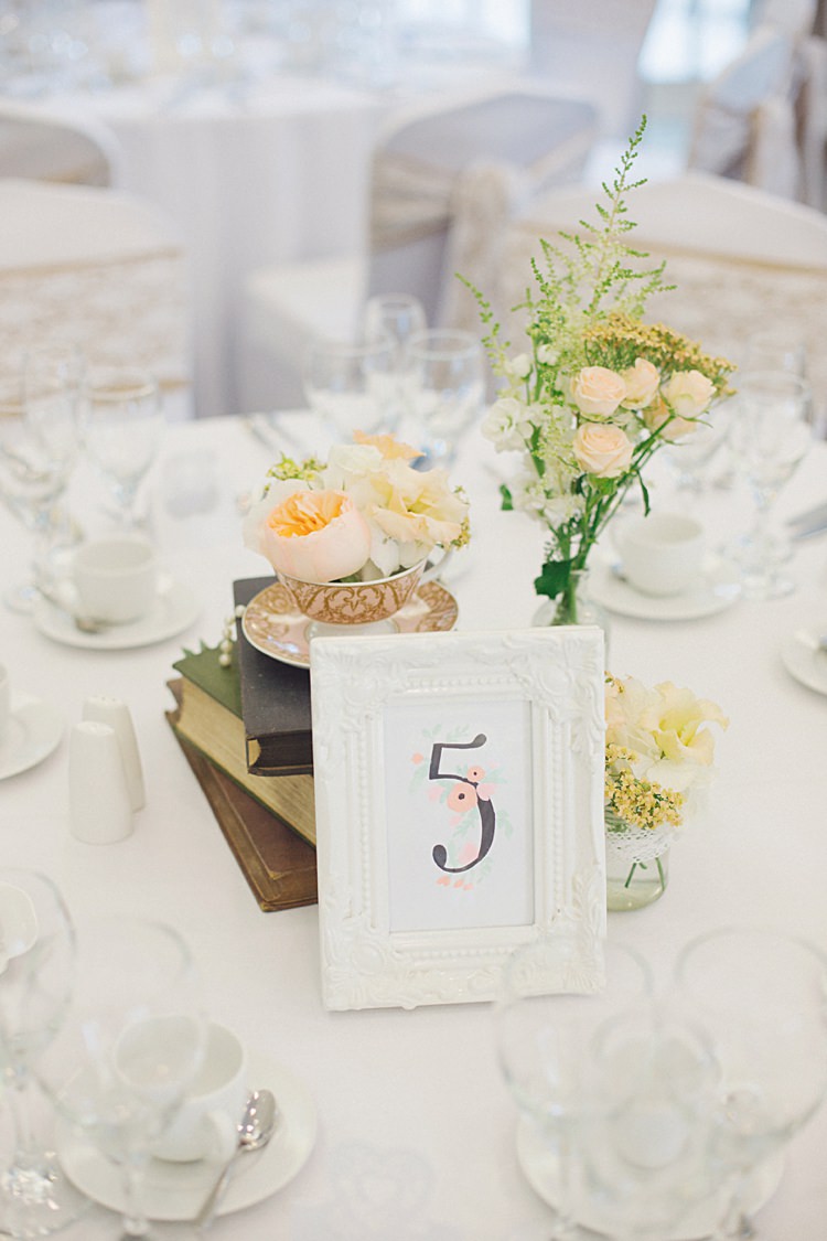Floral Table Number Stationery Frame Natural Peach Garden Wedding http://www.juliaandyou.co.uk/