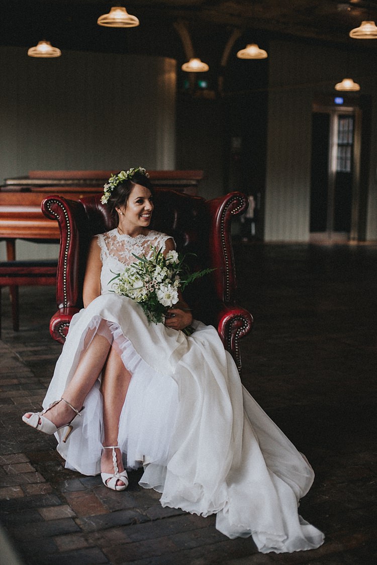 Bridal Separates Top Skirt Dress Industrial Cool Mill Greenery Wedding http://www.beckyryanphotography.co.uk/