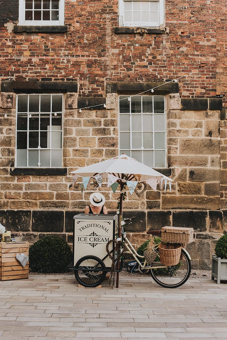 Ice Cream Cart Industrial Cool Mill Greenery Wedding http://www.beckyryanphotography.co.uk/