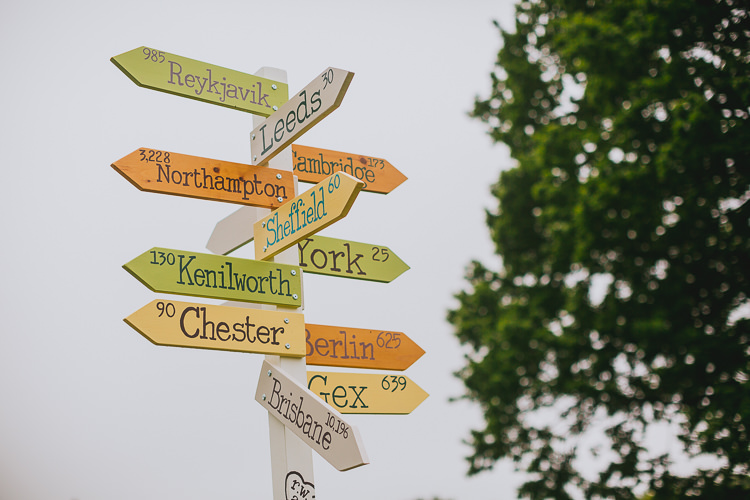 Wooden Sign Post Place Names Hand Crafted Camp Woodland Wedding http://bloomweddings.co.uk/