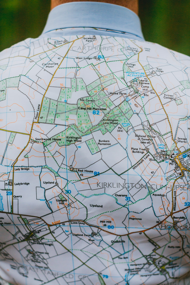 Map Waistcoat Groom Hand Crafted Camp Woodland Wedding http://bloomweddings.co.uk/