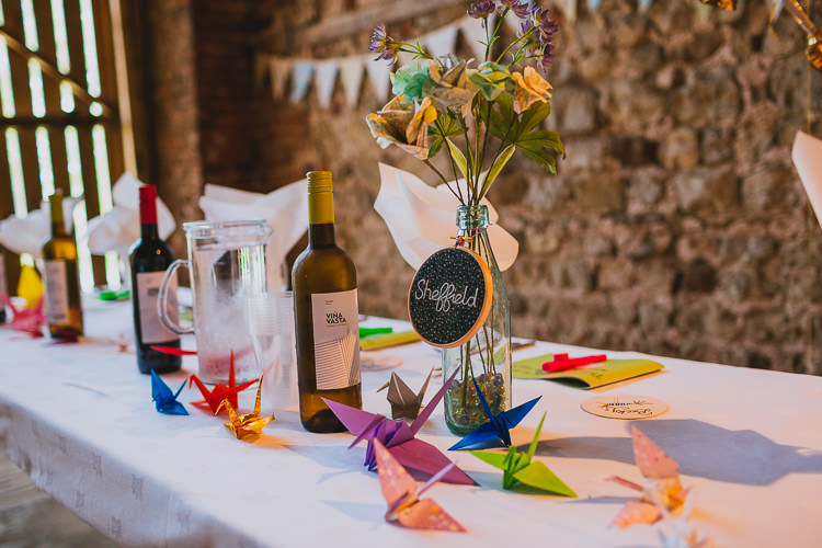 Bottle Paper Flowers Hand Crafted Camp Woodland Wedding http://bloomweddings.co.uk/
