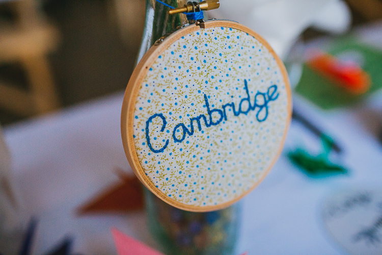 Embriodery Table Name Hoop Hand Crafted Camp Woodland Wedding http://bloomweddings.co.uk/