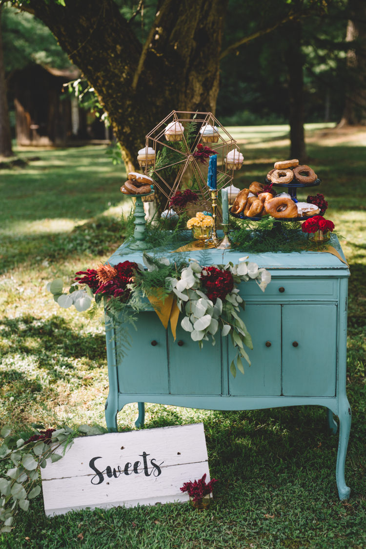 Furniture Dresser Dessert Cake Table Mint Boho Gypsy Vintage Circus Wedding Ideas http://www.oakwoodphotography.com/