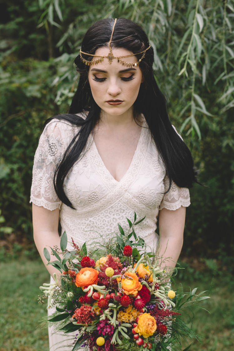 Bride Bridal Make Up Bouquet Boho Gypsy Vintage Circus Wedding Ideas http://www.oakwoodphotography.com/