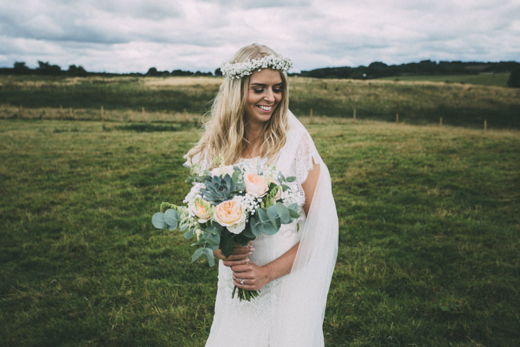 Flower Crown Bride Bridal Gypsophila Pretty Peach Boho Wedding http://liamsmithphotography.com/
