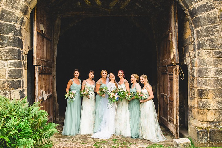 Green Floral Bridesmaid Dresses Long Eclectic Foliage Edison Lights Wedding http://www.tobiahtayo.com/