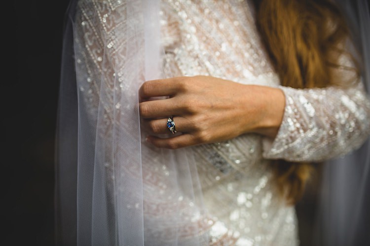 Sapphire Diamond Engagement Ring Eclectic Foliage Edison Lights Wedding http://www.tobiahtayo.com/