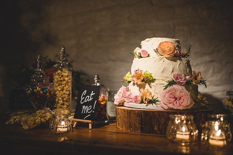 Buttercream Cake Flowers Sweet Table Eclectic Foliage Edison Lights Wedding http://www.tobiahtayo.com/