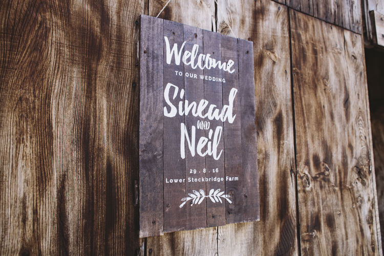 Wooden Welcome Sign Rustic Quintessentially English Countryside Wedding http://www.sarahmorris-photography.com/