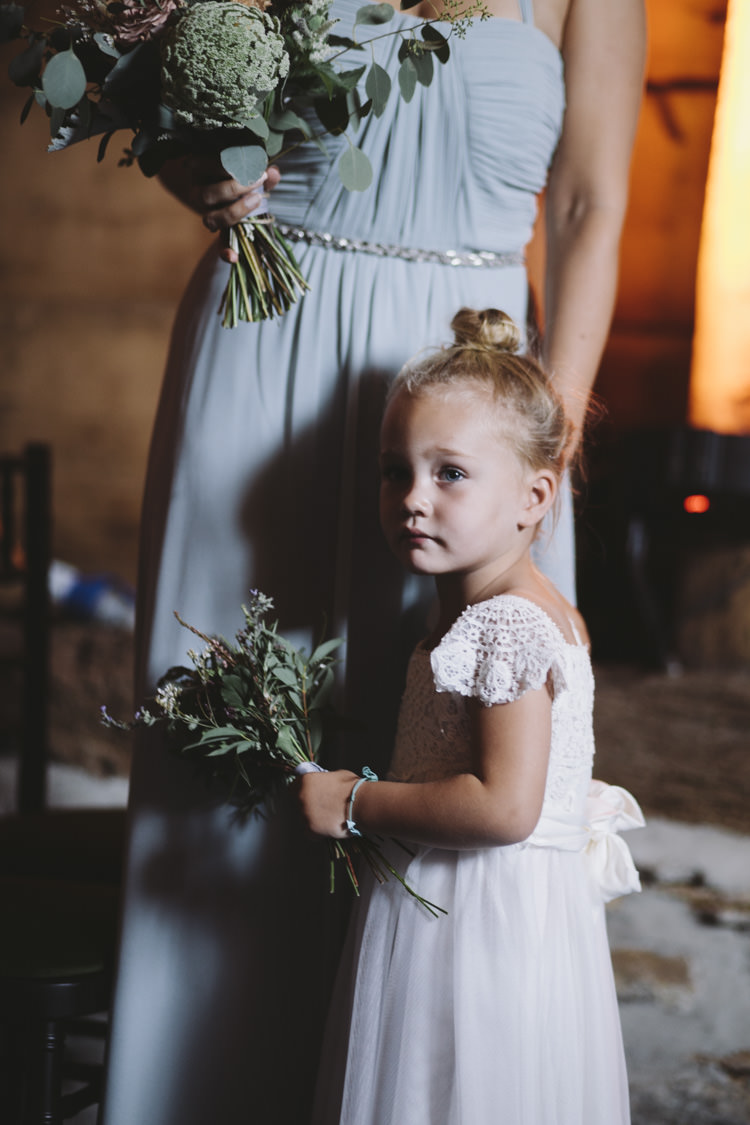 Flower Girl Dress Hair Bun Rustic Quintessentially English Countryside Wedding http://www.sarahmorris-photography.com/