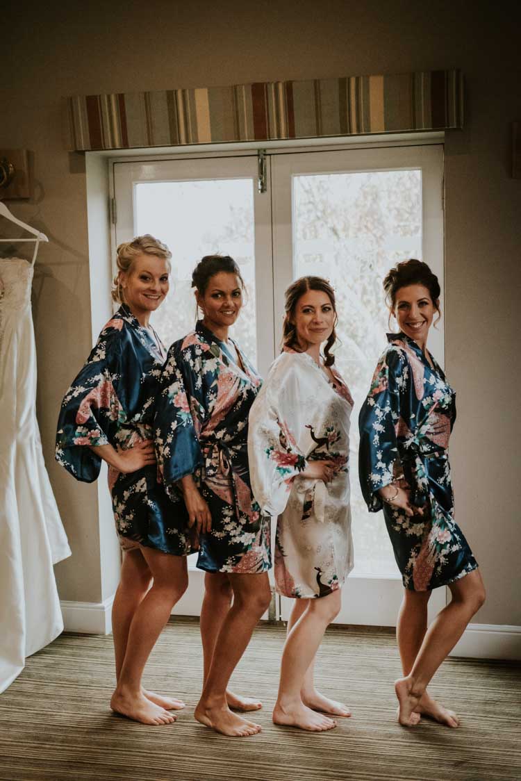 Floral Dressing Gowns Bride Bridal Bridesmaids Rose Gold Autumn Barn Wedding http://www.weddingphotographyincheltenham.co.uk/