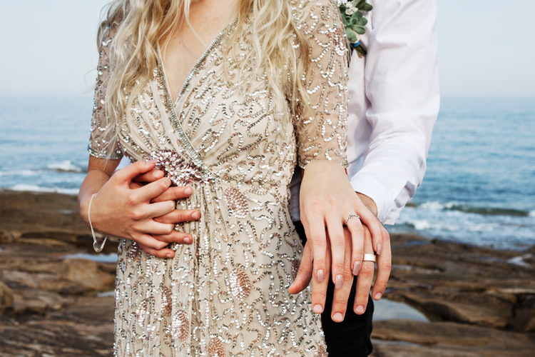 Gold Sequin Dress Bride Bridal Sleeves Luxe Bohemian Beach Wedding Ideas http://www.zoeemilie.co.uk/