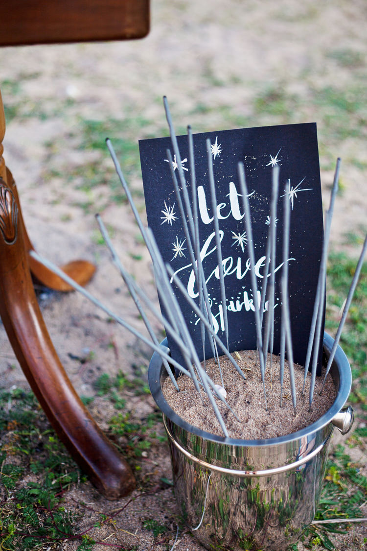 Sparklers Let Love Sparkle Bucket Luxe Bohemian Beach Wedding Ideas http://www.zoeemilie.co.uk/