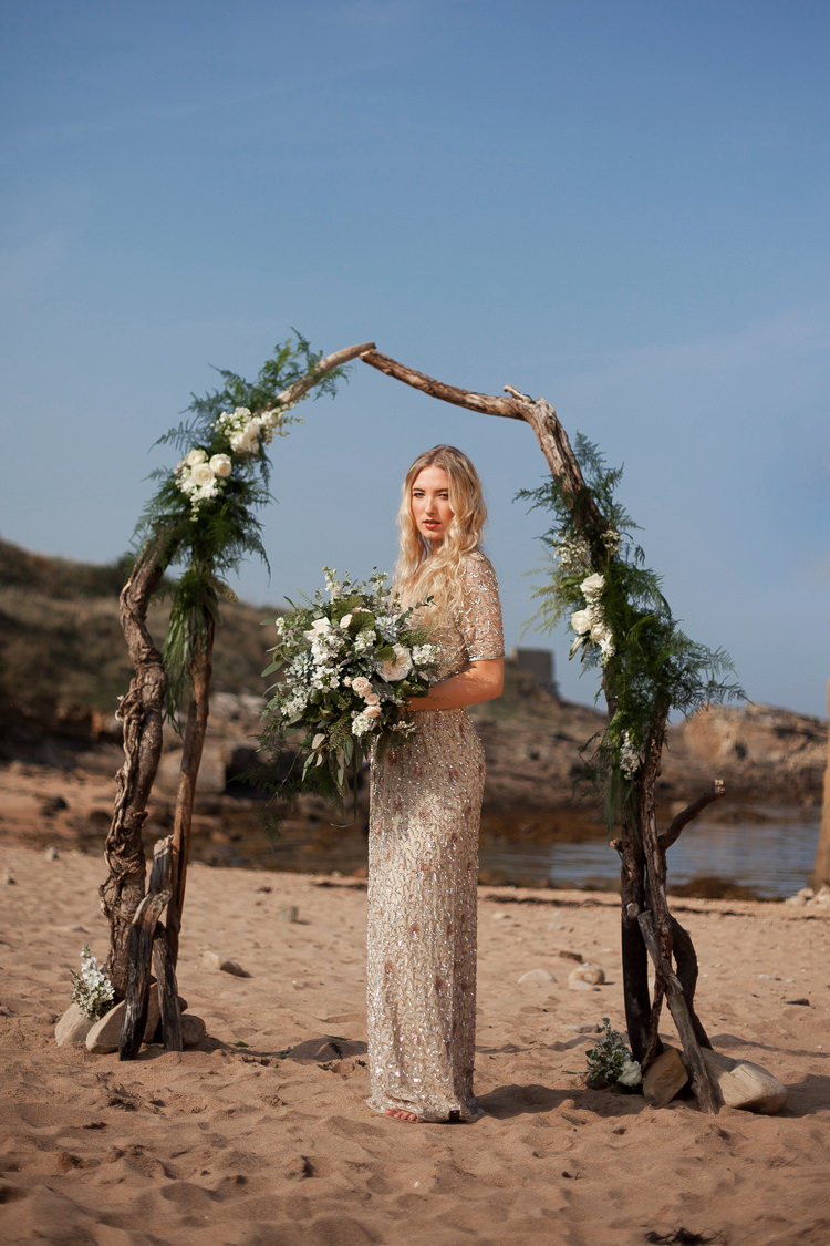 Gold Sequin Dress Bride Bridal Jenny Packham No 1 Luxe Bohemian Beach Wedding Ideas http://www.zoeemilie.co.uk/